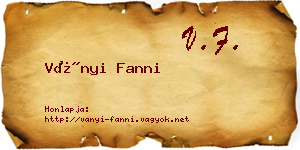 Ványi Fanni névjegykártya